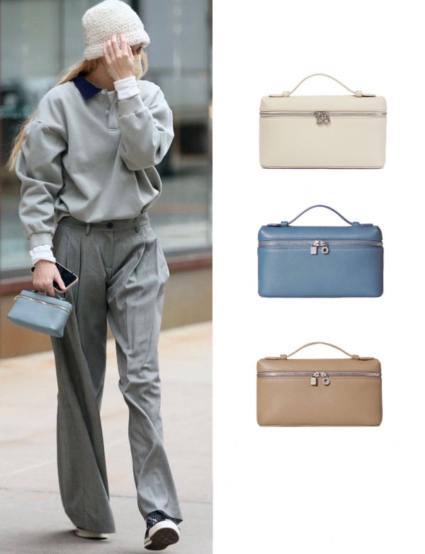 New design full grain leather portable lunch box hand bag——9182