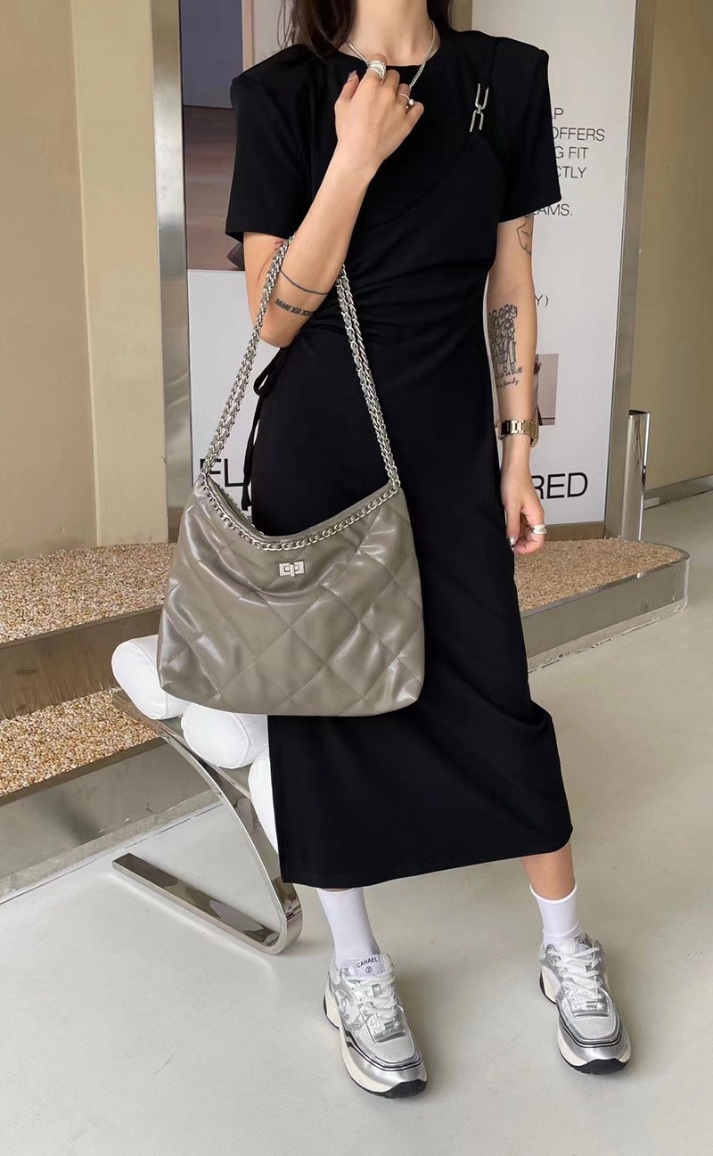 Large-capacity rhombic leather tote underarm shoulder bag——0036