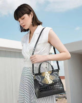 Top layer cowhide with snake embossed hand shoulder bag——940