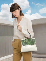 Top layer cowhide with snake embossed hand shoulder bag——940