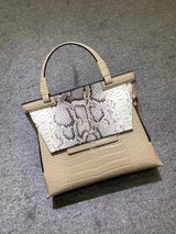 Top layer cowhide with snake embossed hand shoulder bag——940