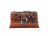 Top layer cowhide with snake embossed double chain shoulder bag——987