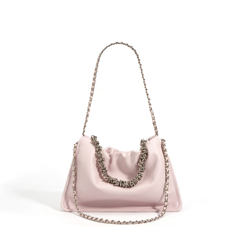 Handmade aluminum chain soft cowhide fashion shoulder bag——7617