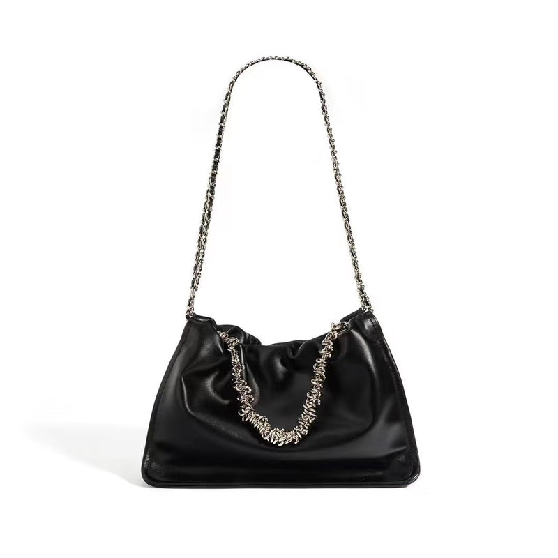 Handmade aluminum chain soft cowhide fashion shoulder bag——7617