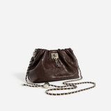 Top layer cowhide chain cloud crossbody bag——9582