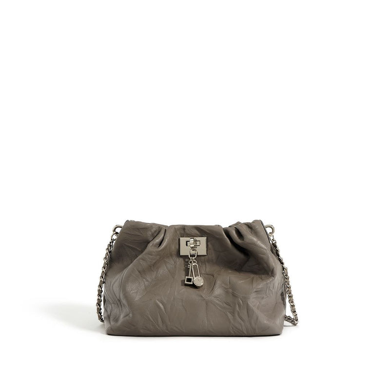 Top layer cowhide chain cloud crossbody bag——9582