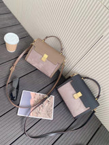 Cloth cowhide portable flap crossbody shoulder bag——9083