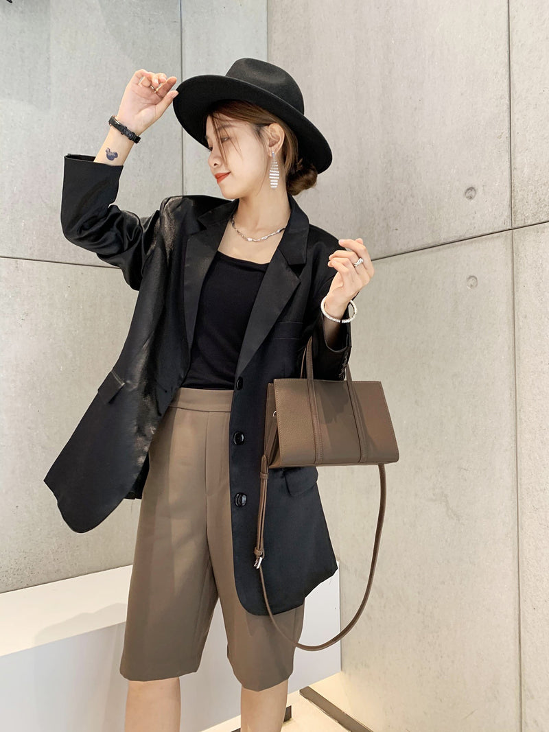 Simple Sophisticated Small Full Grain Leather Handle Bag——7871