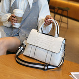 Oil Waxed Leather Flap Top Handle Shoulder Bag——8519