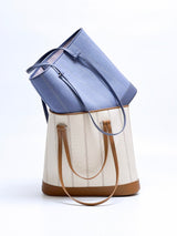 Super large capacity high density canvas cowhide bucket bag——819