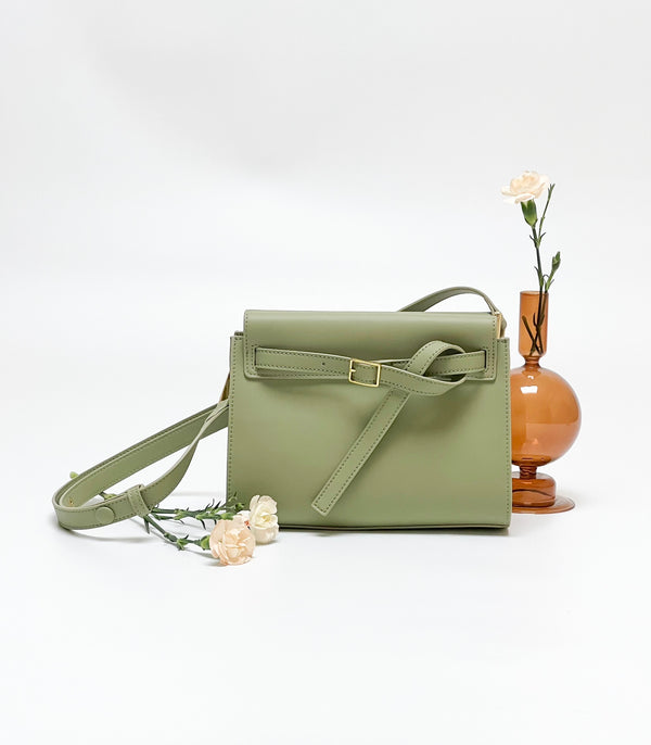 Delicate belt design in matte cowhide crossbody Bag——818