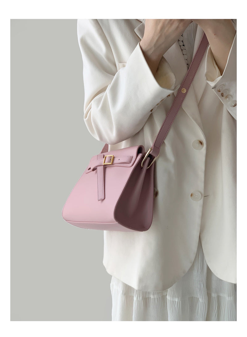 Delicate belt design in matte cowhide crossbody Bag——818