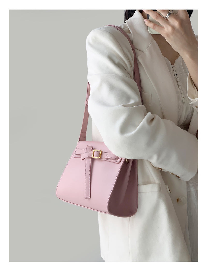 Delicate belt design in matte cowhide crossbody Bag——818