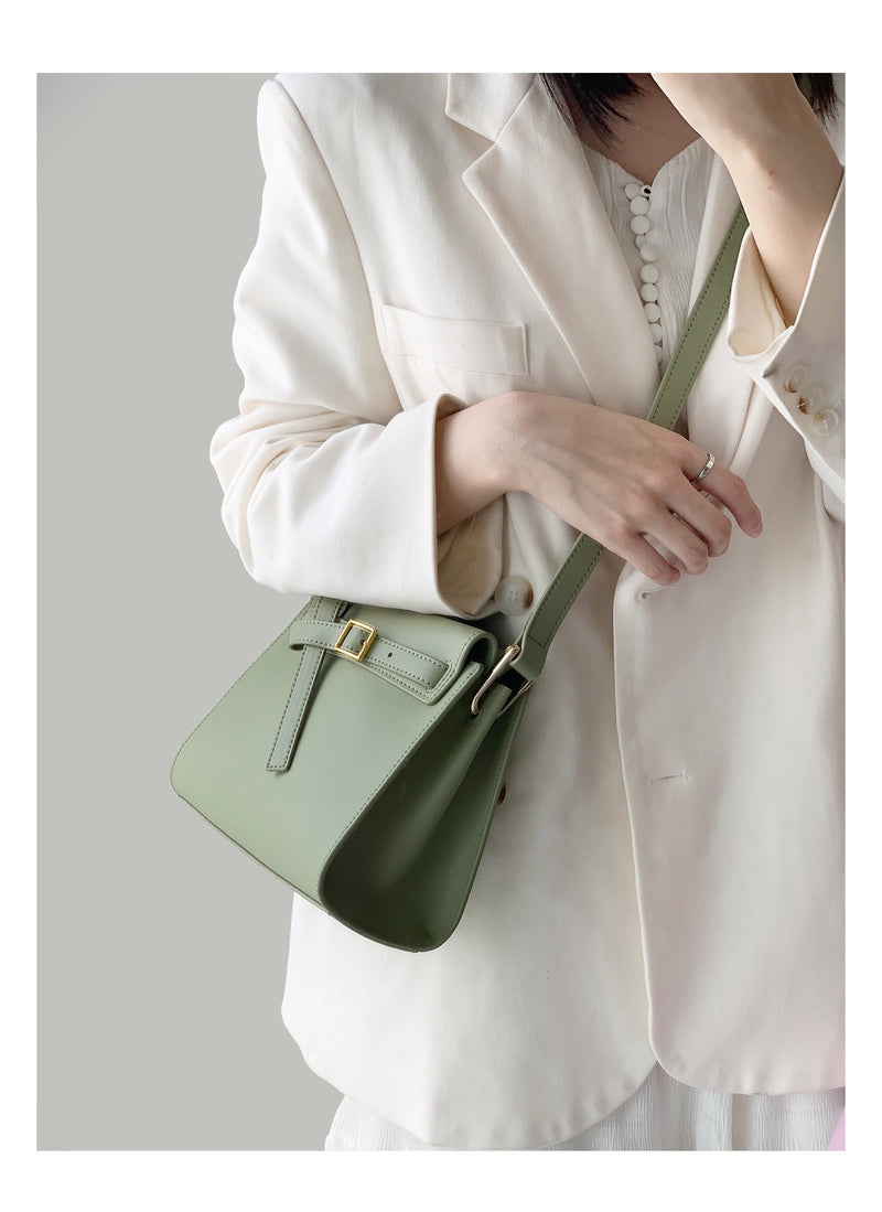 Delicate belt design in matte cowhide crossbody Bag——818