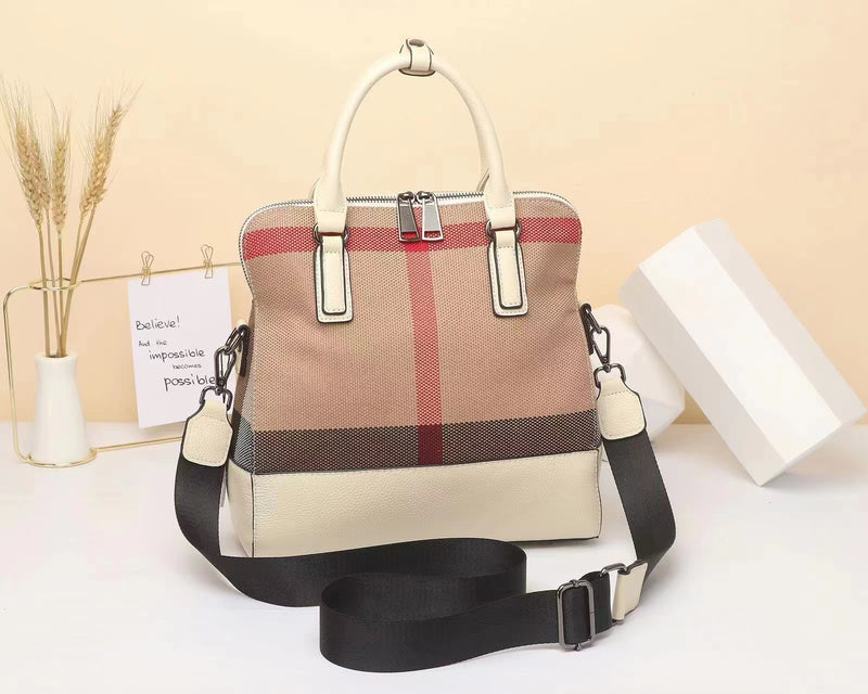 High-end trendy large cowhide check pattern portable shoulder bag——6972