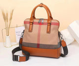 High-end trendy large cowhide check pattern portable shoulder bag——6972