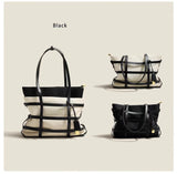 Woven canvas with top layer cowhide boarding bag, two-color liner——7350