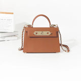 Original long lock design cowhide chain small Kelly Handle Shoulder Bag——9141