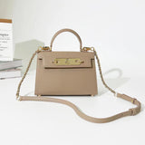 Original long lock design cowhide chain small Kelly Handle Shoulder Bag——9141