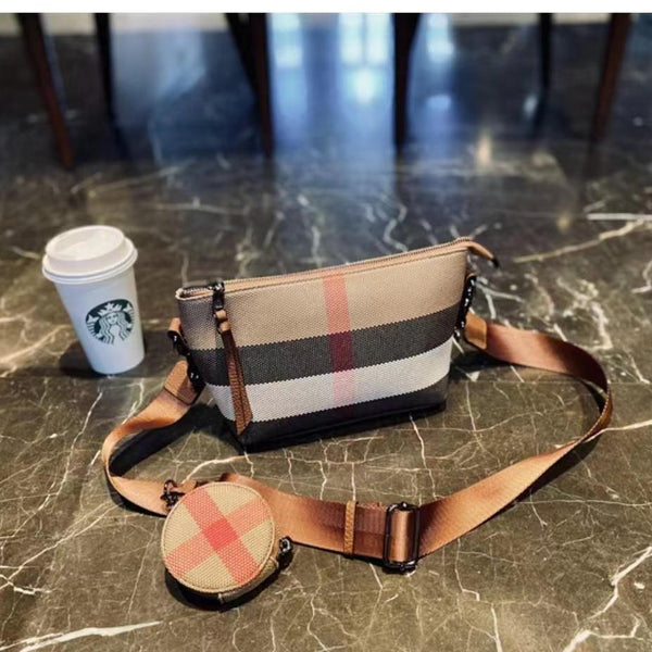 【BUY 1 GET 2】2PCS Checkered Crossbody Bag with Small Coin Wallet Set-- A03