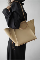 Lychee Grain Leather One Shoulder Portable Wing Tote Bag with Storage Bag——906